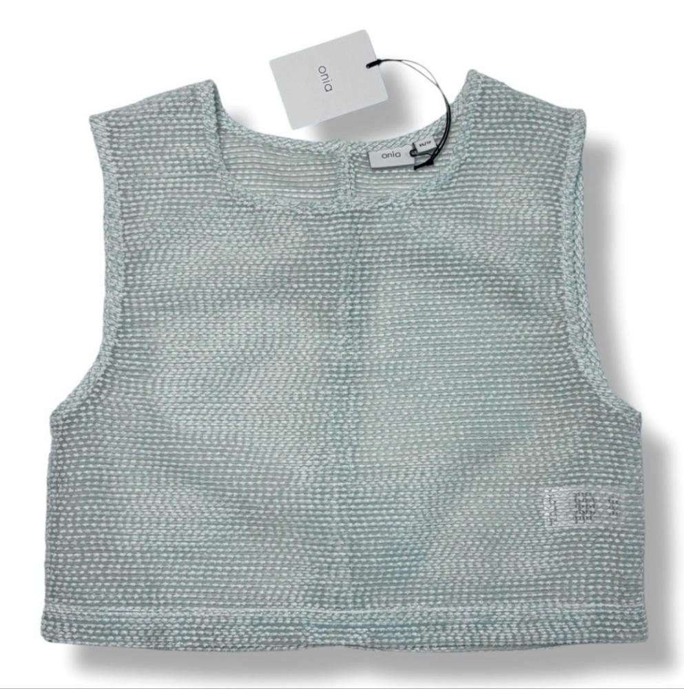 ONIA Charlotte Cropped Brushed Mesh Top - Mint NWT!